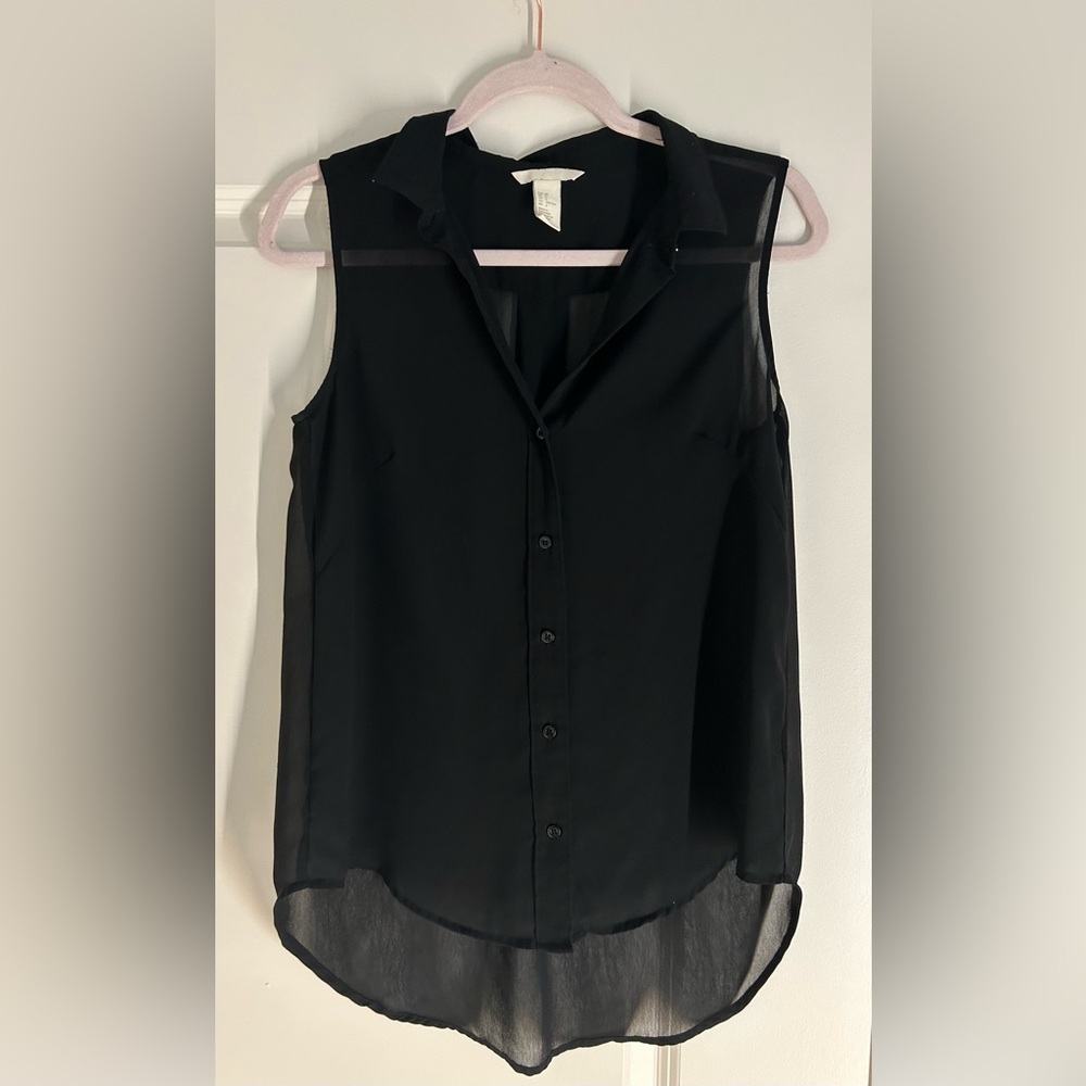 Black Sleeveless Sheer Top